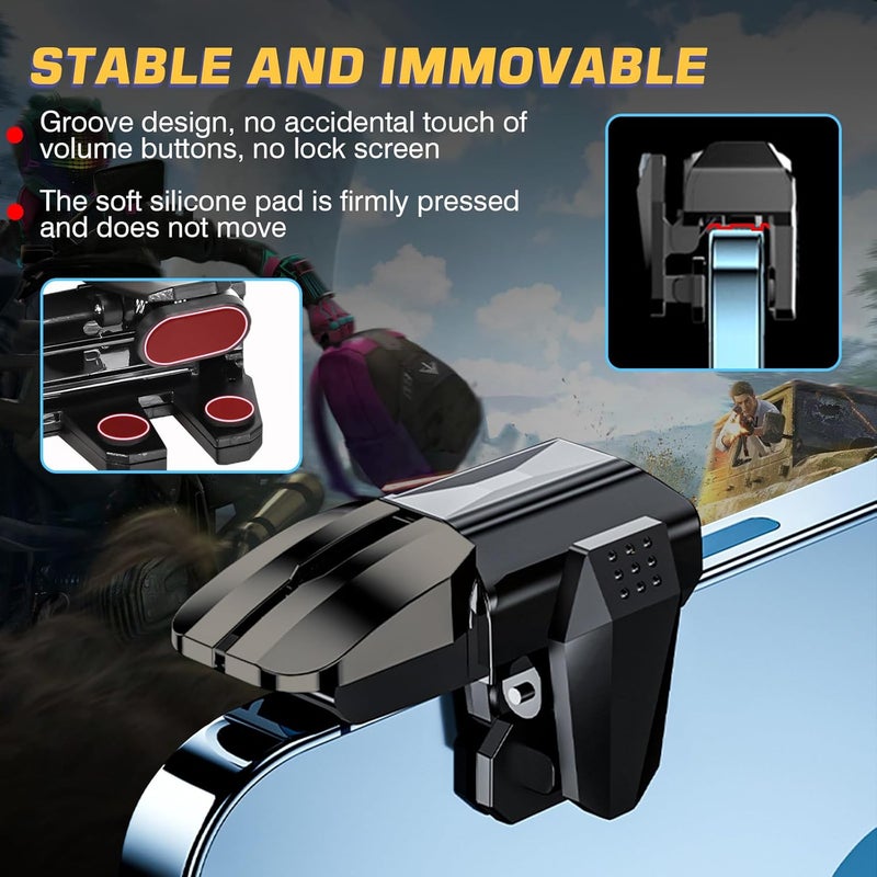 EasEasy PUBG Game Trigger, Mobile Phone Controller Compatible for PUBG/Rules of Survival/Knives Out, 6 Fingers Trigger with Sensitive Aim&Shoot Smartphone Joystick for iPhone & Android-Black+Gun - Image 3